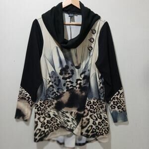 Michael Tyler Top Womens XL Black Abstract Animal Print Art to Wear Canada
